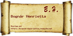Bognár Henrietta névjegykártya